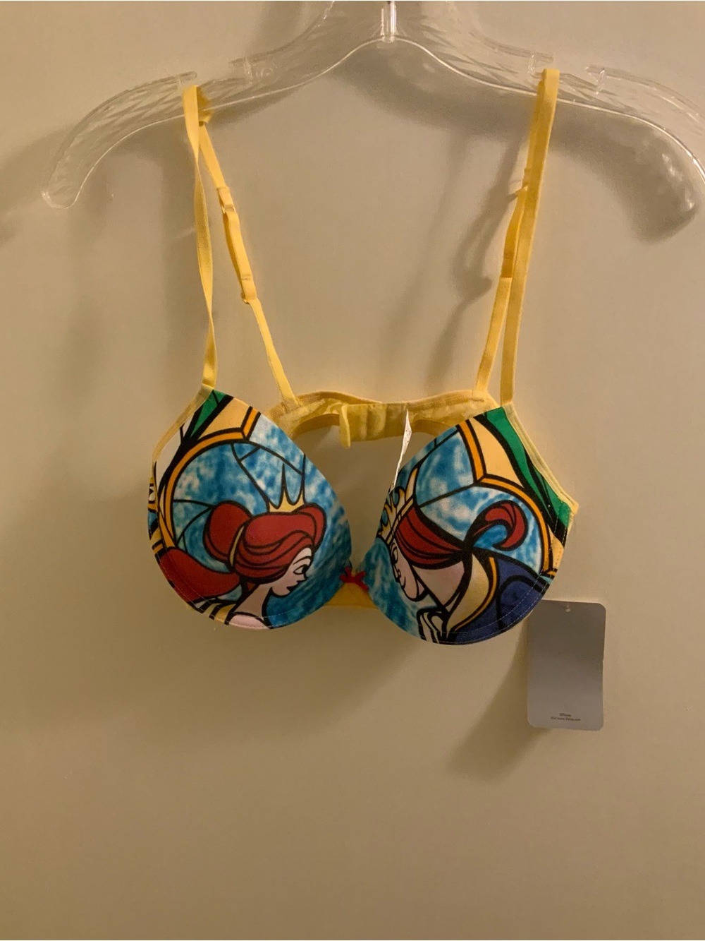 Disney Yellow & Multicolor Beauty and The Beast Graphic Push-Up Bra